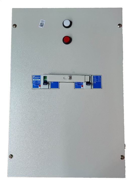 250A MTS 2 Pole Single Pole electrical switchgear panel by Electx Electrical Supply with white and red buttons