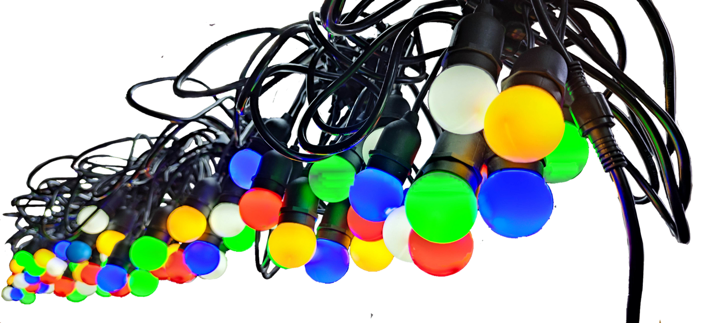 Biglite colorful E27 LED string lights 1W 50 meters with vibrant multicolor bulbs for decorative use