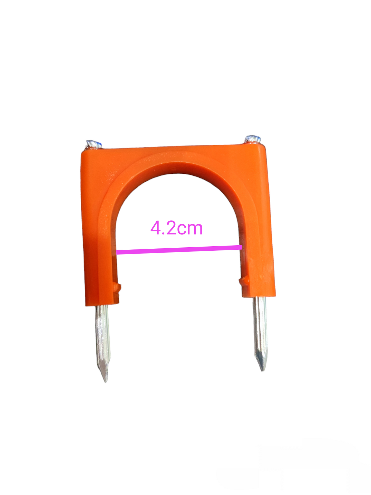 Tailee Nail Clip with 2 Concrete Nails orange plastic clip measuring 4.2 cm width