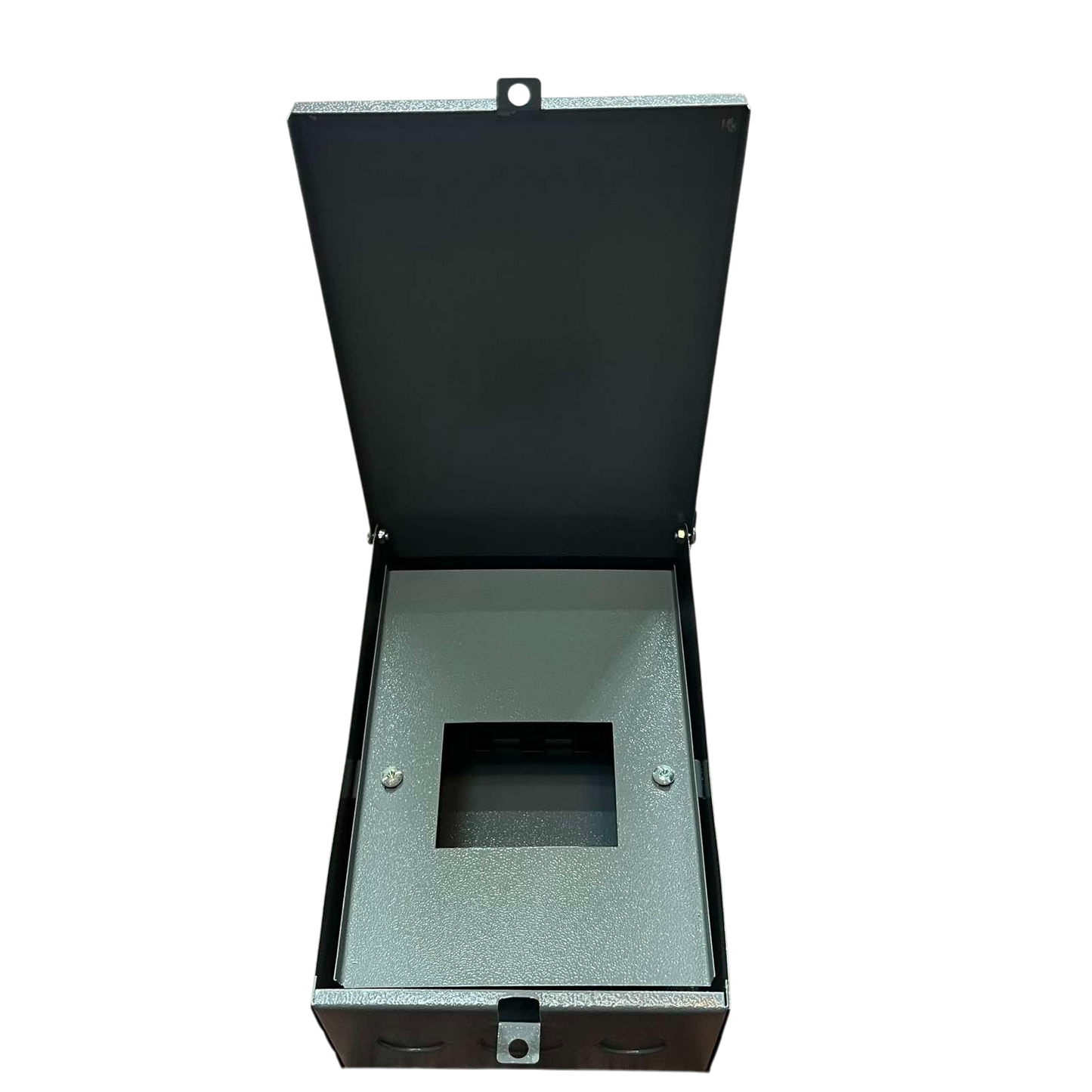 Open Nema 3R panel board housing with durable metal construction for outdoor electrical applications