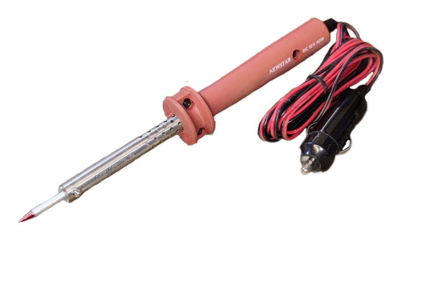 Newstar 40 watt battery operated soldering iron with red handle and attached power cord