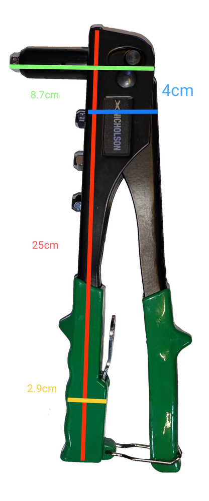 Nicholson hand riveter tool with ergonomic green grips for easy handling and precision riveting