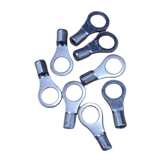Pack of non-insulated round terminal lugs 8mm for secure electrical connections and easy installation