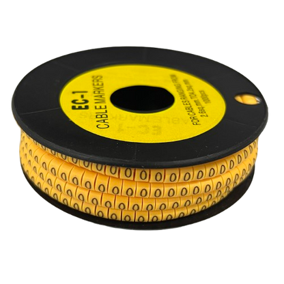 O Marker 2.6mm to 4.2mm cable management markers on a black and yellow spool from China