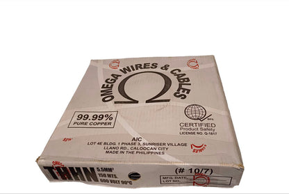 Omega 10 AWG electrical wire roll THHN Stranded with 99.99% pure copper for reliable electrical connections