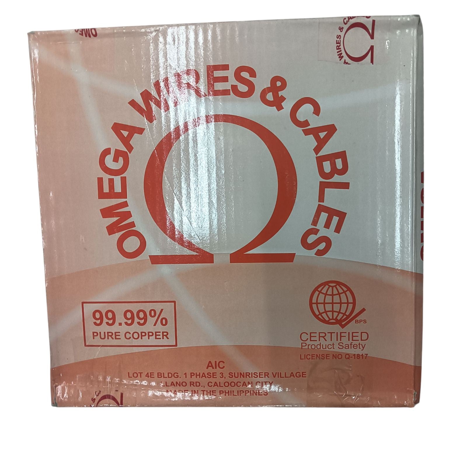 Omega 12 AWG green THHN wire 150 meters in a box, made of 99.99% pure copper for electrical applications