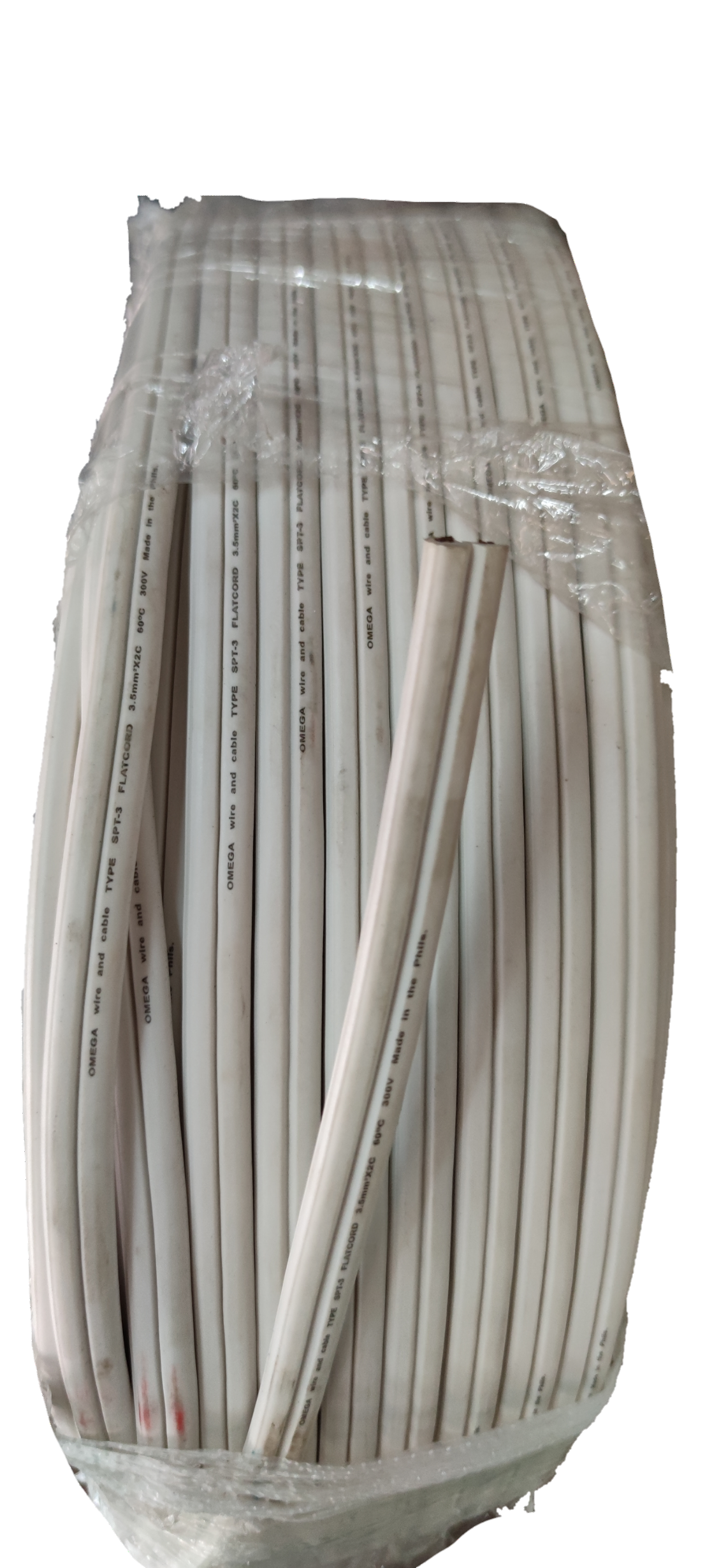 Flat Cord AWG 12 White 1Roll featuring multiple flat wires arranged neatly for electrical use