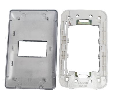 Omni 1 Gang Plate Graphite Series DWP-110G front cover and mounting frame shown in graphite finish