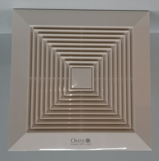 Omni 10 inch ceiling exhaust fan 220V with a sleek design for effective ventilation in rooms