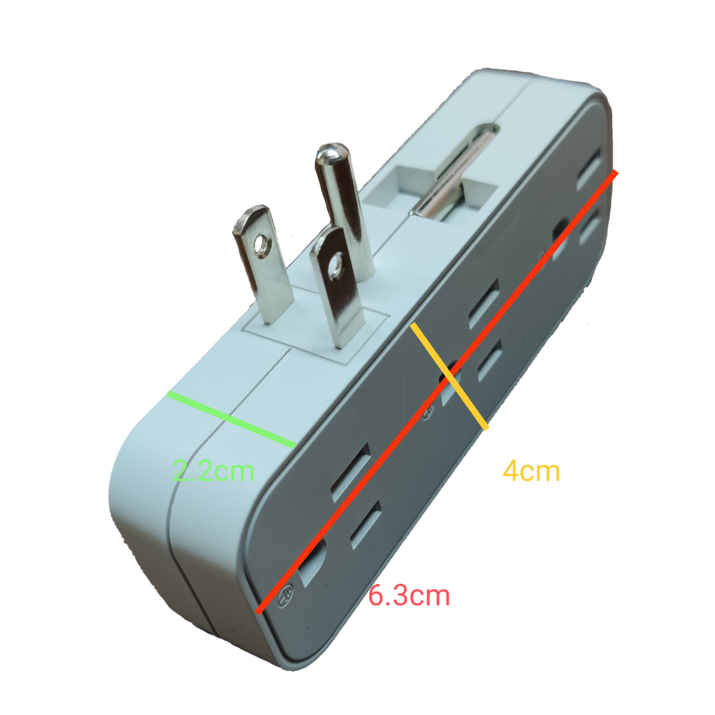 Omni 10A 250V multi socket adapter in white with three outlets and compact design for versatile use