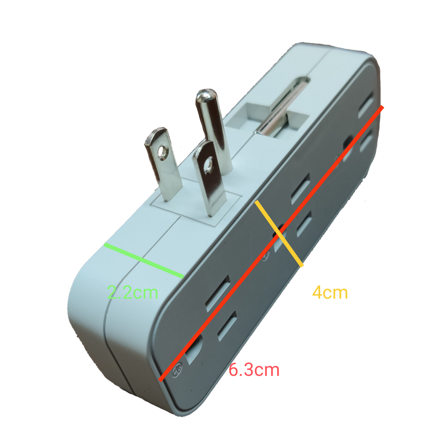 Omni 10A 250V multi socket adapter in white with three outlets and compact design for versatile use