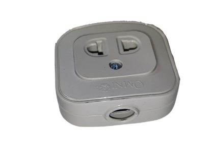 Omni 10A 250V single surface outlet in white with two sockets and a flush design