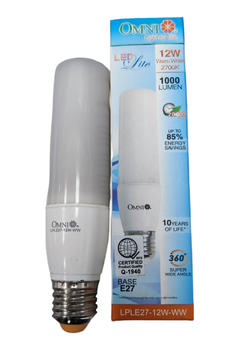Omni 12W LED stick bulb E27 warm white with 1000 lumens and 360-degree light coverage