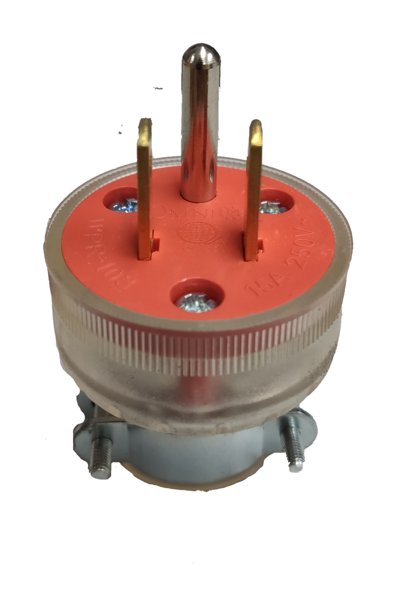 Omni 15A rubber plug with ground designed for secure electrical connections and durability