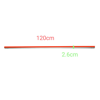 Omni 15W T8 LED fluorescent tube in orange color, measuring 120cm in length and 2.6cm in width.