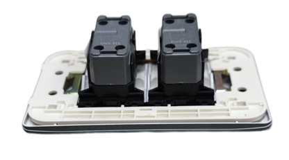 Omni 2 gang 1 way switch graphite with dual functionality for convenient electrical control