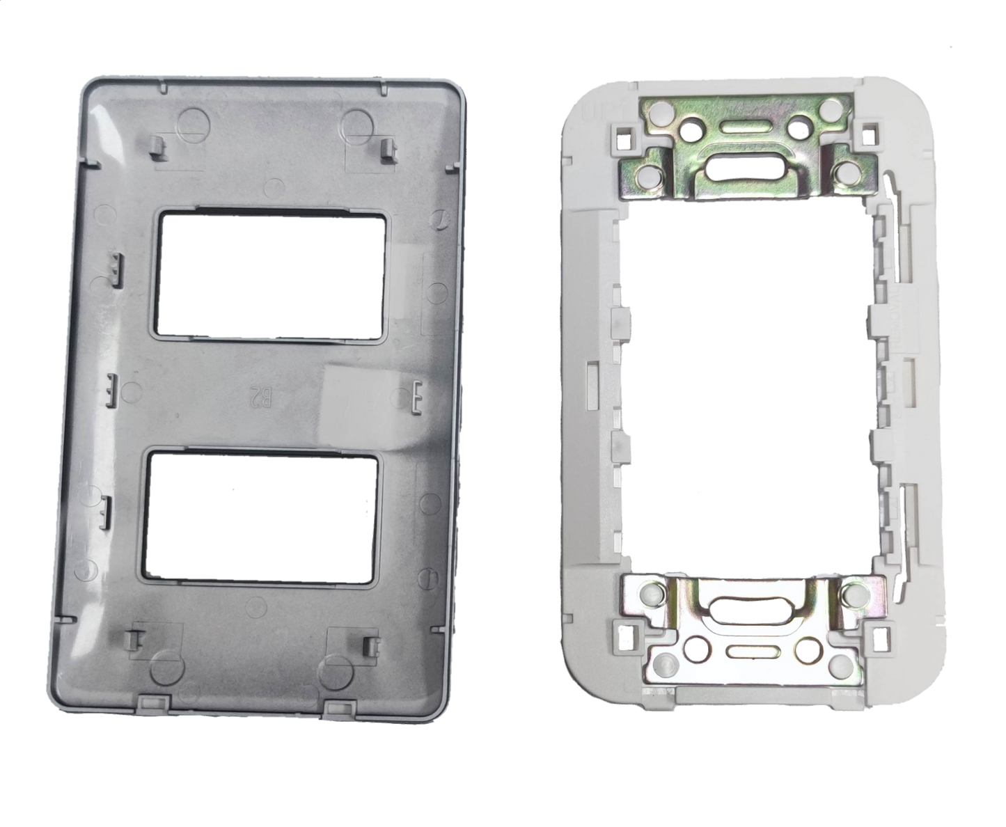 Omni 2 gang device plate graphite for installing electrical switches and power points