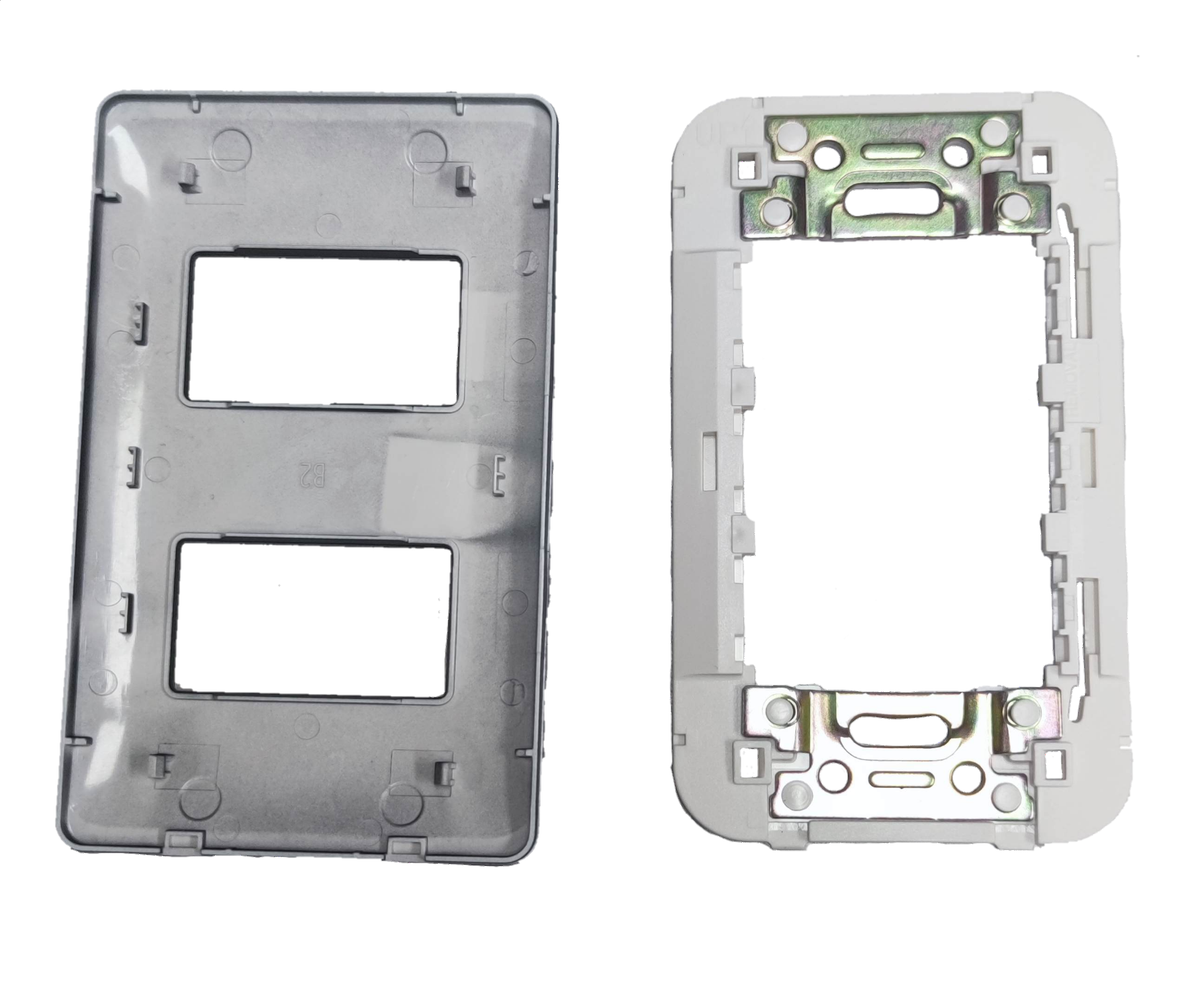 Omni 2 gang device plate graphite for installing electrical switches and power points