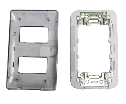 Omni 2 gang device plate graphite for installing electrical switches and power points