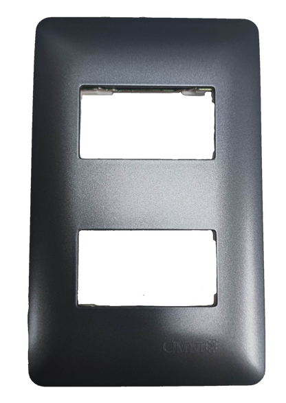 Omni 2 gang device plate graphite for modern electrical installations with a sleek design