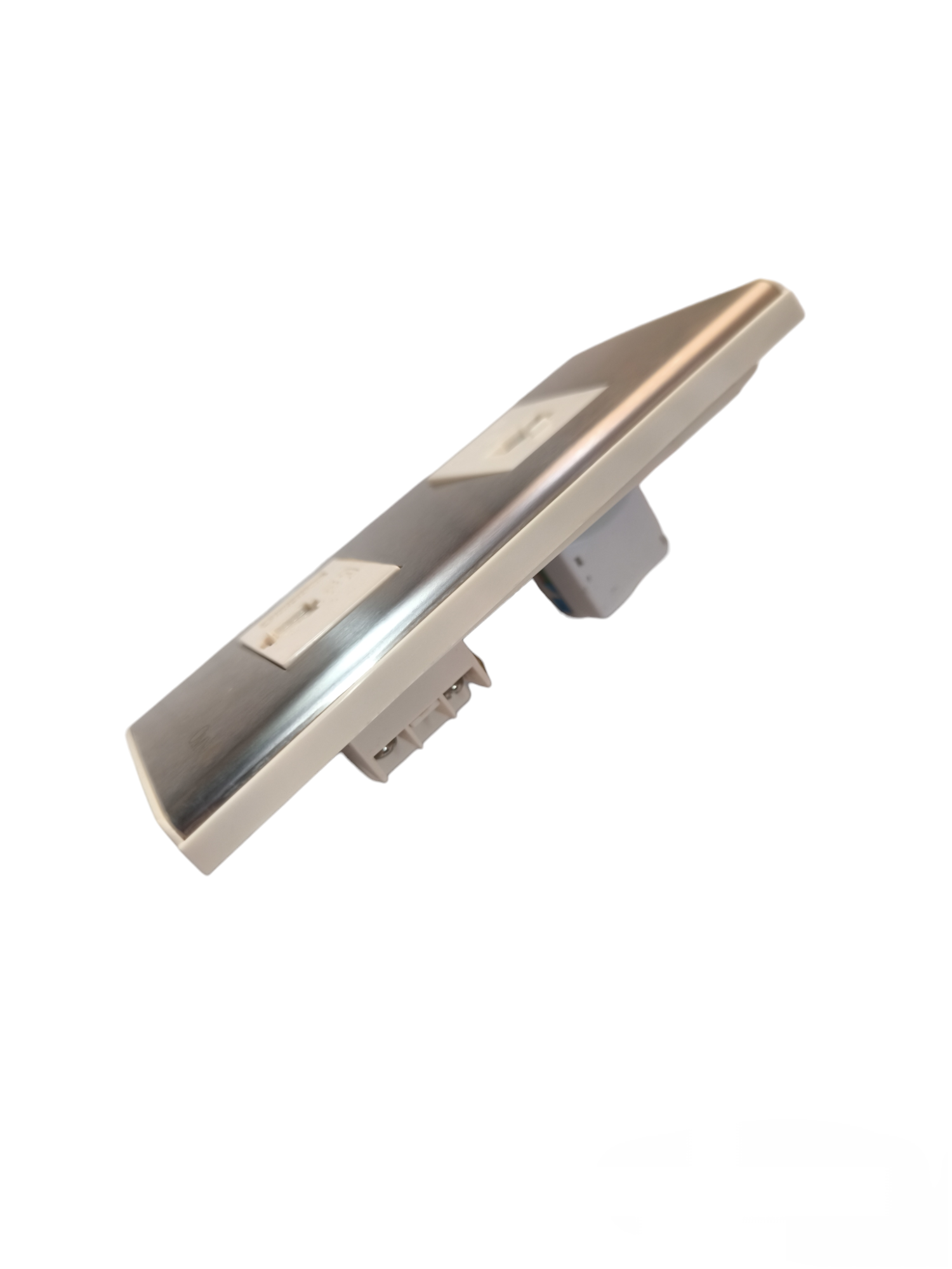 Omni 2 gang LAN and telephone outlet power point with metallic finish and dual ports