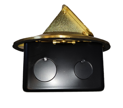 Omni 2 gang universal ground floor outlet with a sleek black design for efficient power access