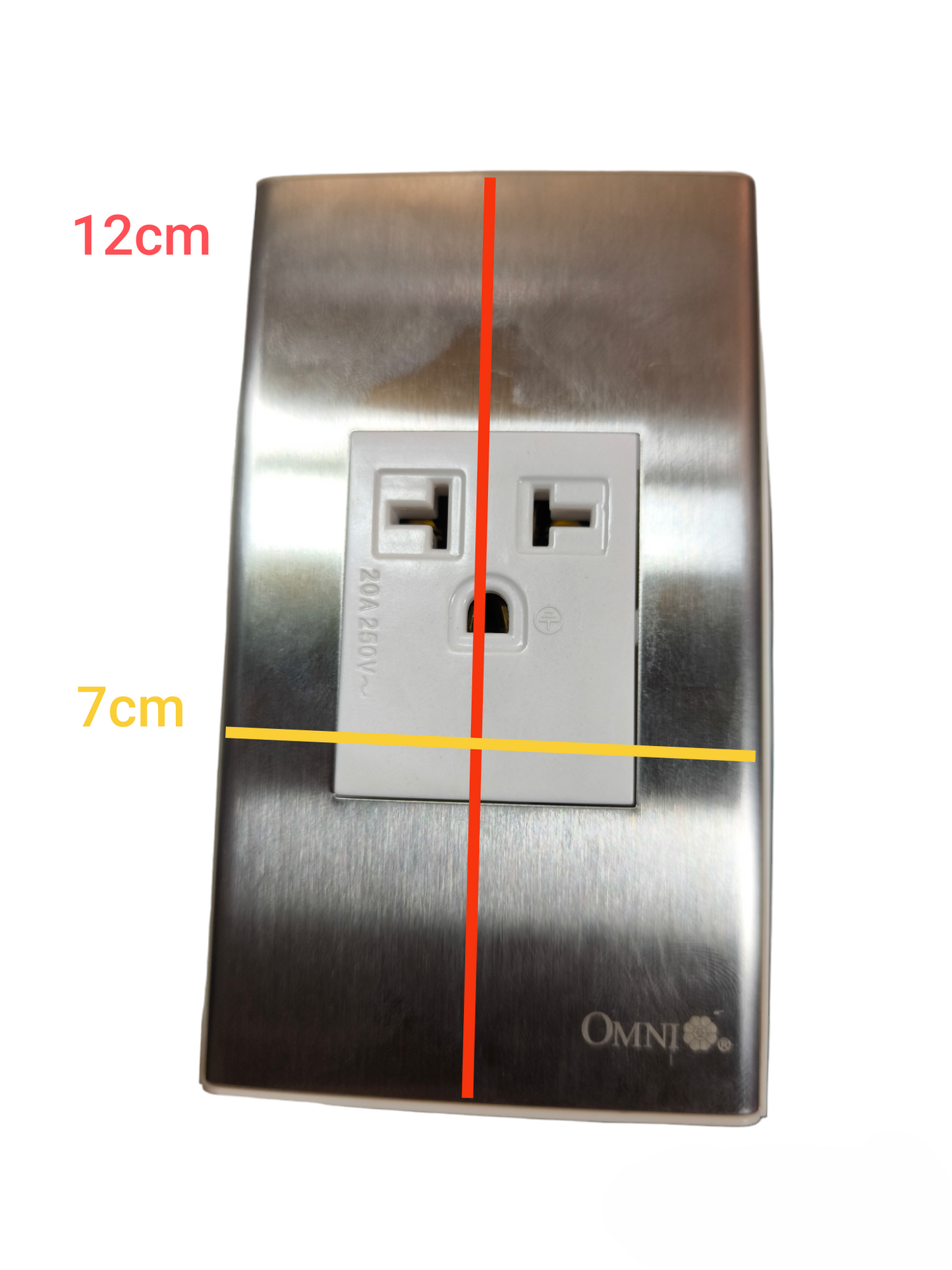 Omni 20A 250V industrial aircon outlet with a sleek stainless steel finish for durable use