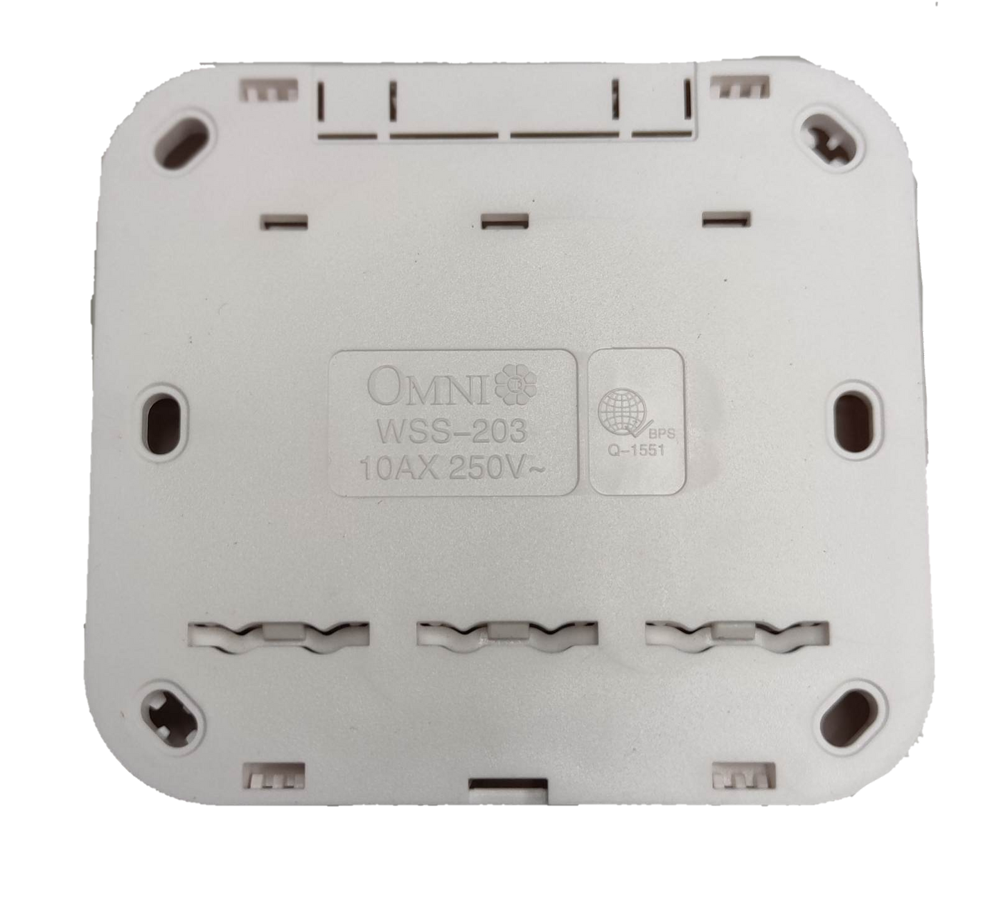Omni 3 gang surface 1 Way Switch in white with multiple connection points for easy installation