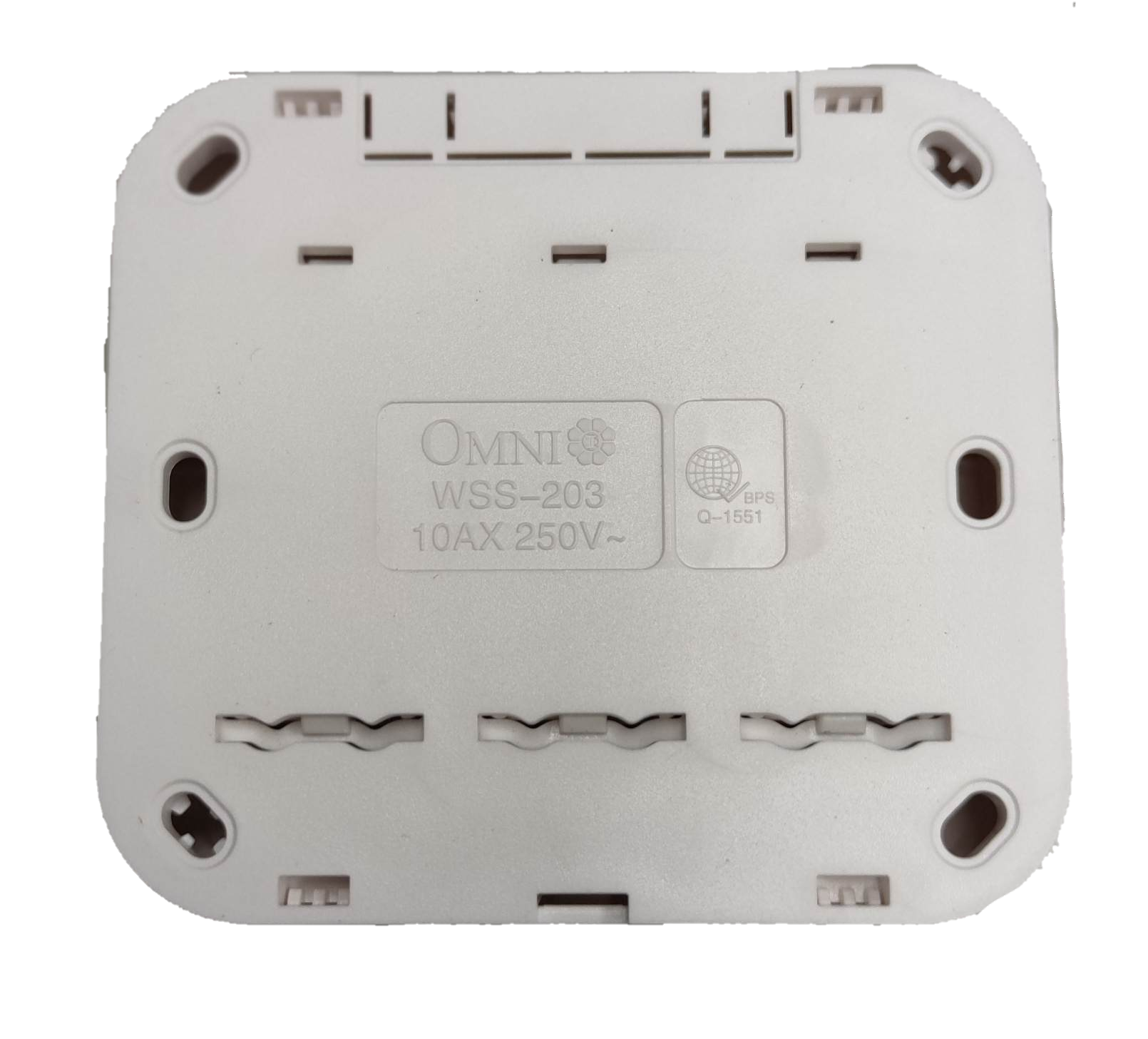 Omni 3 gang surface 1 Way Switch in white with multiple connection points for easy installation