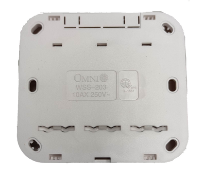 Omni 3 gang surface 1 Way Switch in white with multiple connection points for easy installation
