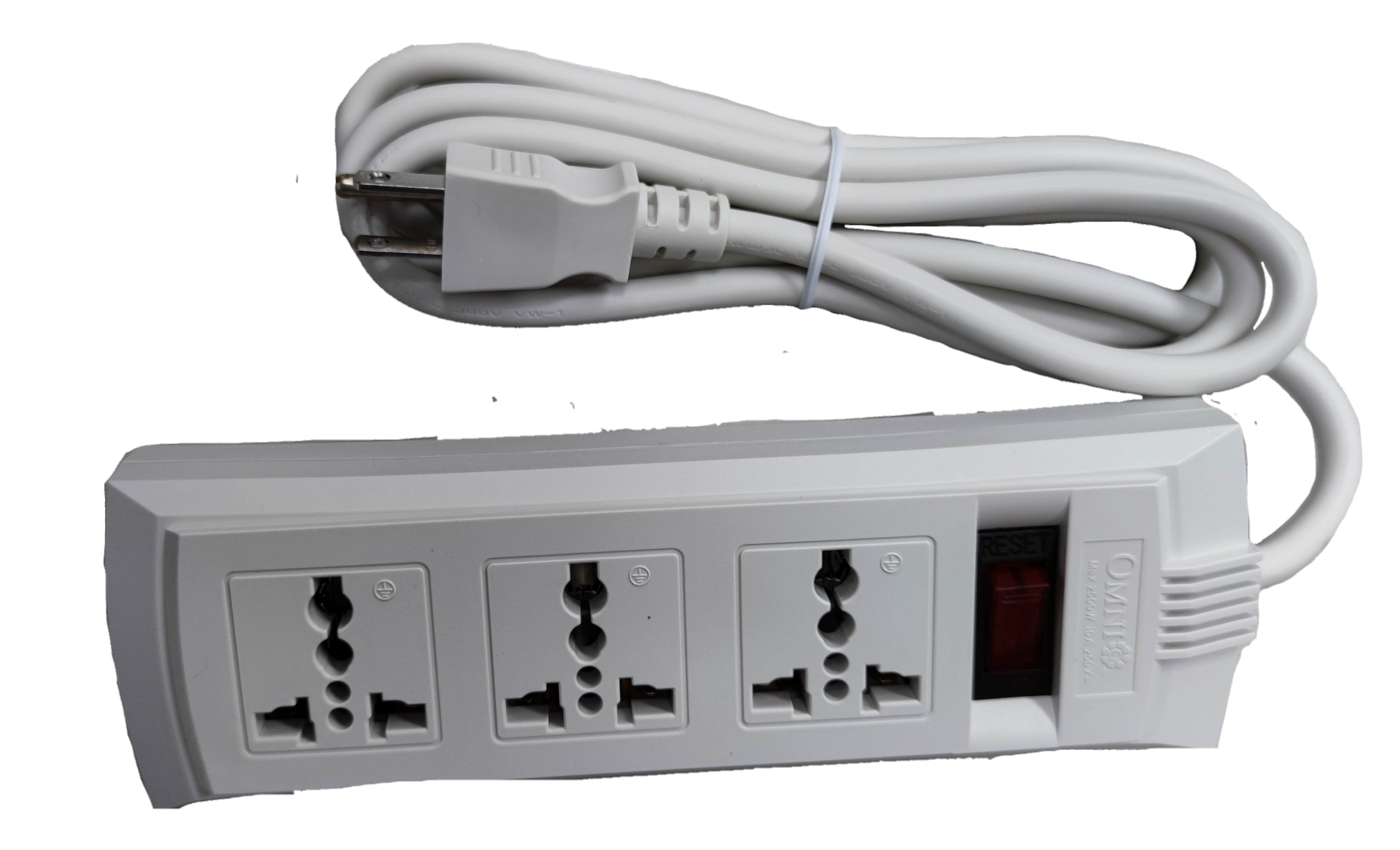 Omni 3 gang universal power strip 6 feet with three universal sockets and power switch