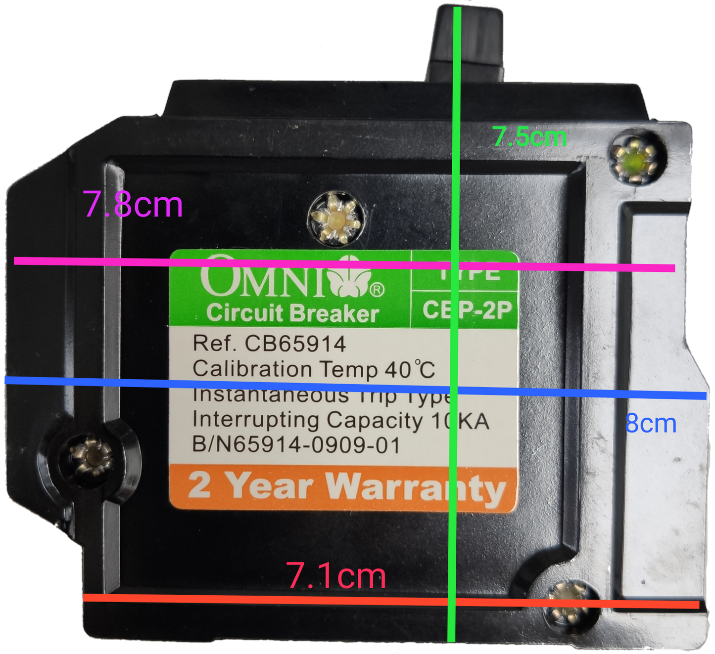Omni 30A Circuit Breaker Plug-in Type with 2 year warranty and 40°C calibration temperature