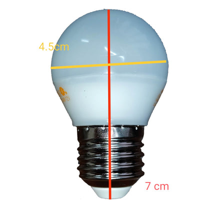 Light bulb with measurements on a white background