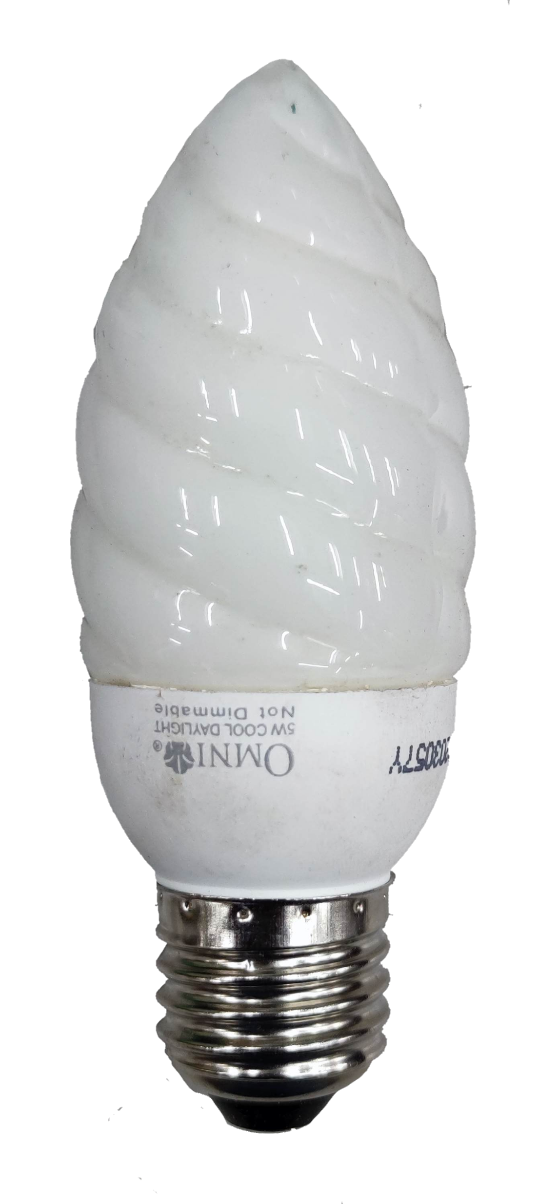 Omni 5W CFL Bulb Daylight E27 220V spiral candle shape white compact fluorescent bulb with E27 screw base
