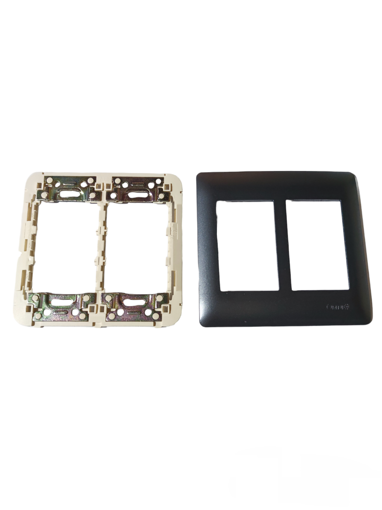 Omni 6 Gang Plate Cover Graphite with mounting frame for power points and switches