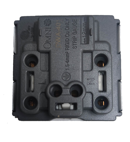 Omni Aircon Outlet Tandem Outlet Designer Series power socket component with labeled terminals