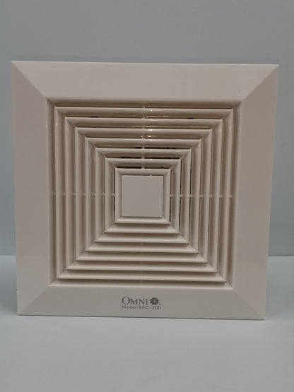 Omni ceiling mounted duct fan 220V 8 inches featuring a sleek white design for effective ventilation