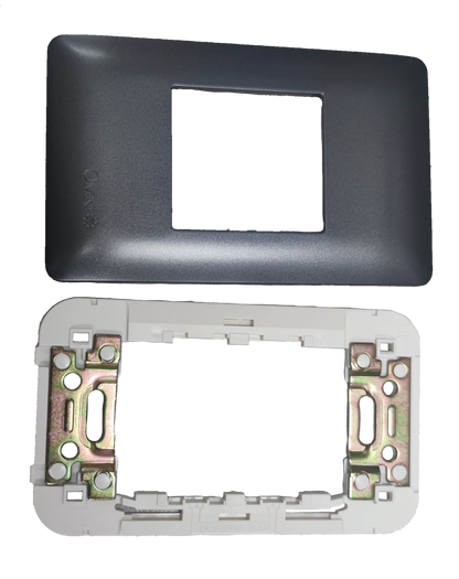 Omni Center Device Plate Graphite power point switch cover with mounting frame in graphite color