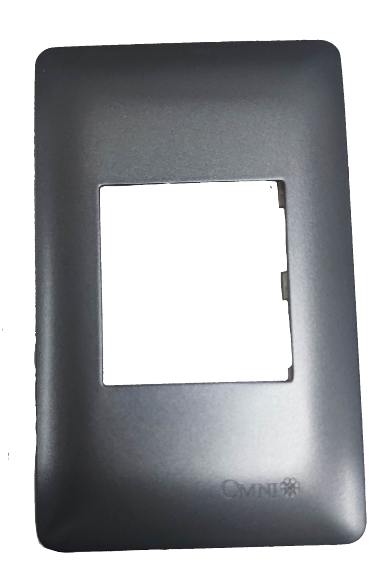 Omni Center Device Plate Graphite power point cover plate with matte finish and rectangular cutout