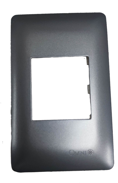 Omni Center Device Plate Graphite power point cover plate with matte finish and rectangular cutout