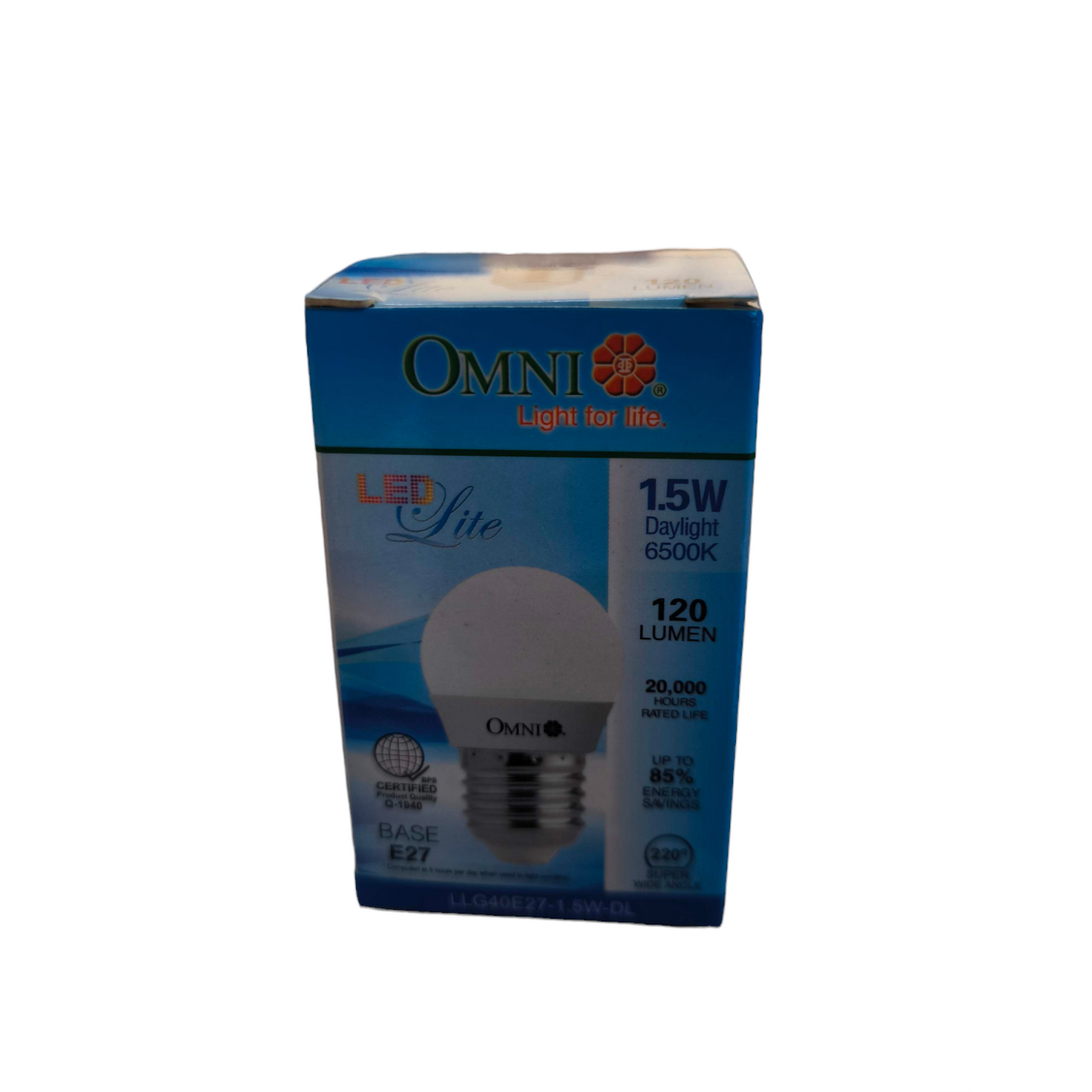 Omni 1.5W energy saving LED bulb 220V in daylight 6500K with 120 lumens brightness