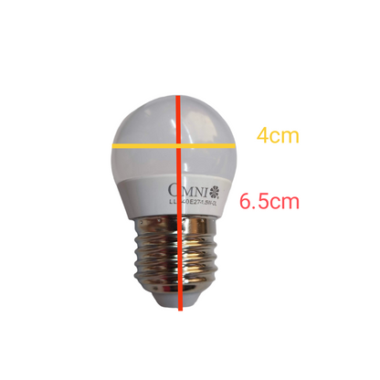 Omni energy saving LED bulb 220V with 4cm height and 6.5cm width for efficient lighting