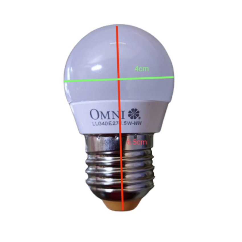Omni energy saving LED bulb 220V in a round shape with a 4cm diameter and 6.5cm height