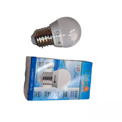 Omni energy saving LED bulb 220V 15W with E27 base in a blue box
