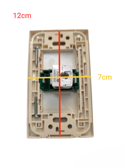 Ethernet network outlet Omni WWP-110 in beige housing with mounting points for easy installation