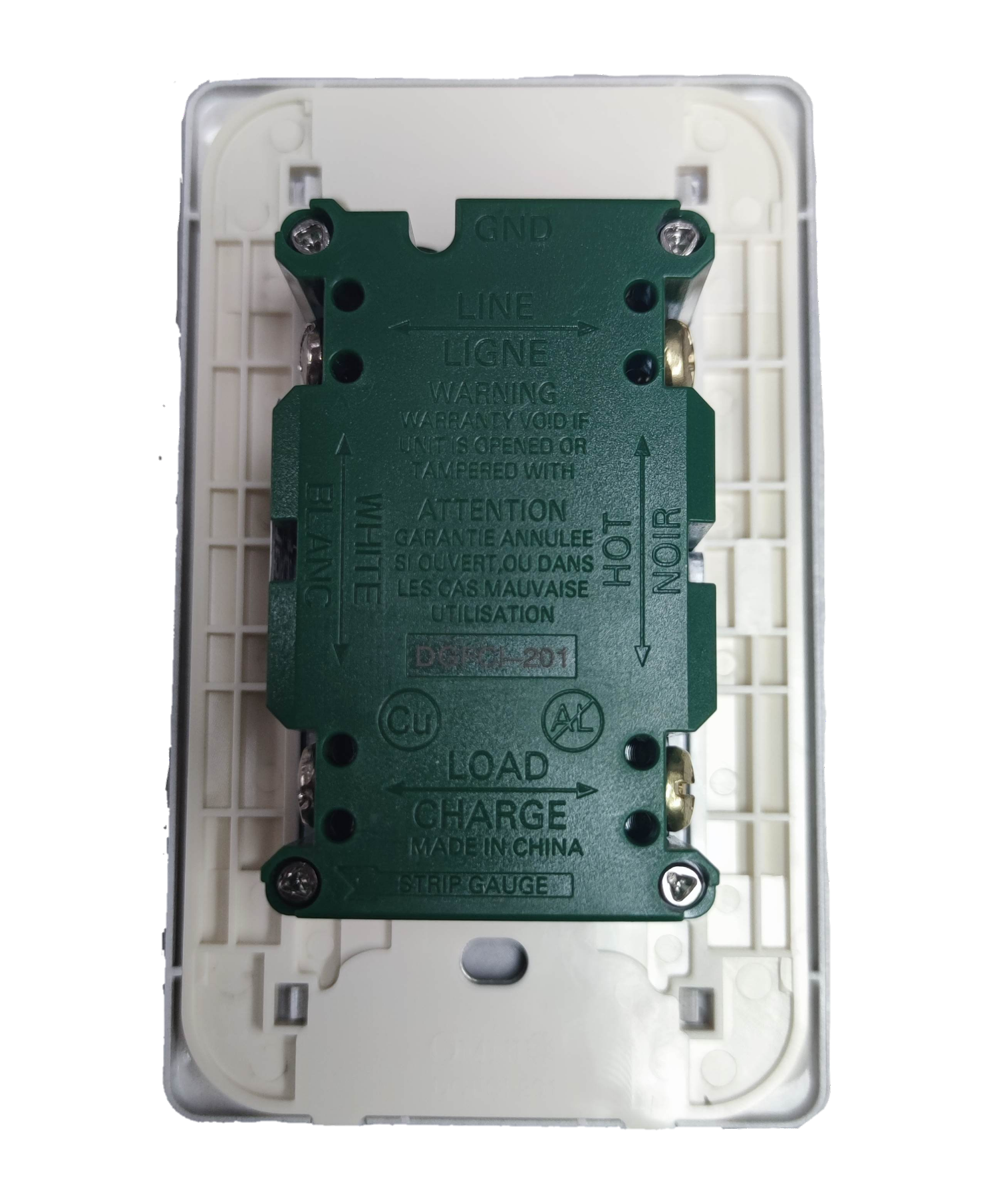 Omni GFCI 2 gang outlet 220V in white with safety features for reliable electrical connections