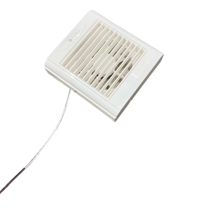 Omni white glass mounted exhaust fan with a pull cord for easy ventilation control