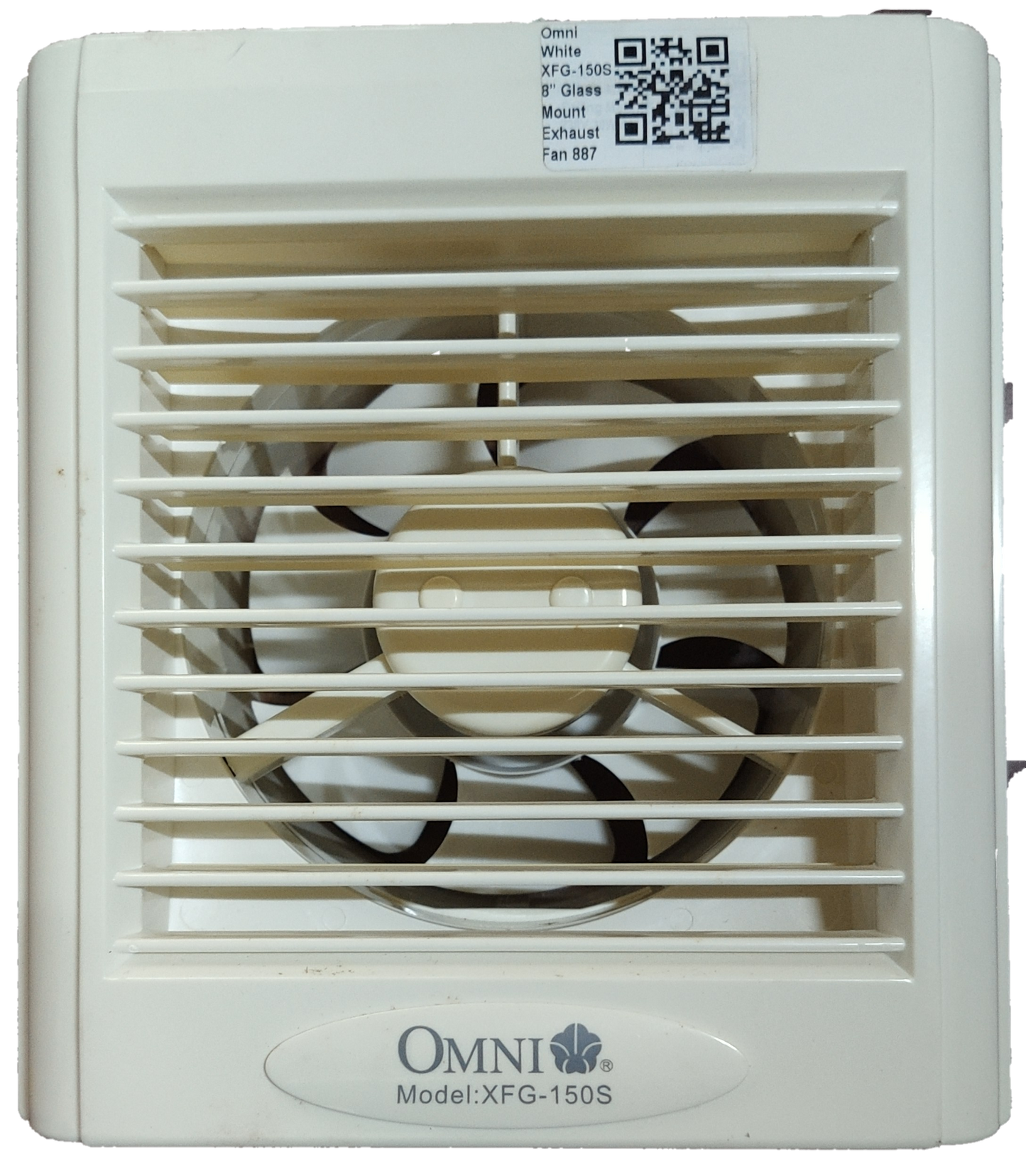 Omni white glass mounted exhaust fan model XFG-150S with protective front grille