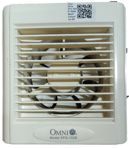 Omni white glass mounted exhaust fan model XFG-150S with protective front grille