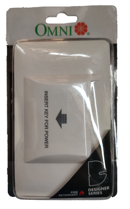 Omni key card switch 16A 220V packaging featuring a key insertion area for power control